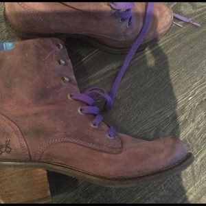 Fluevog “Nuni” Purple boots.